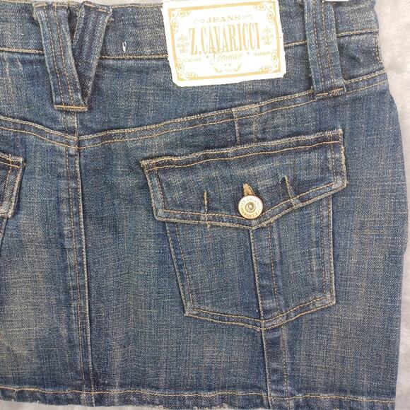 Vintage Y2K Z Cavaricci Distressed Denim Jean Mini Skirt Size 3 Retro Mean Girls - Picture 8 of 14